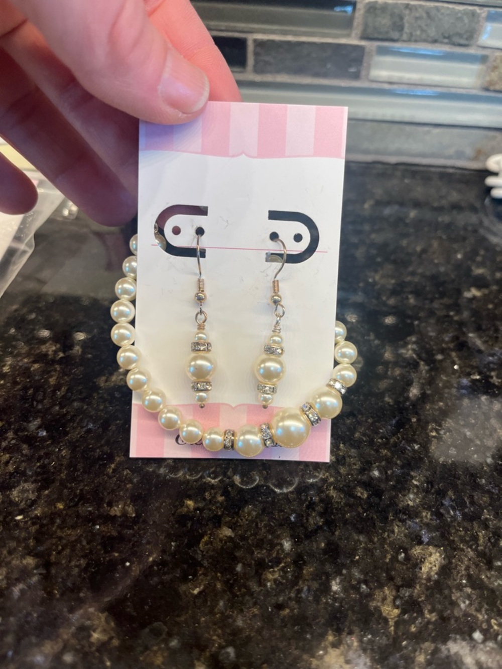 Element Ivory Pearl and Rhinestone Dangle Earrings